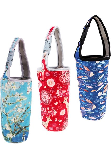 3x Neopren Tumbler Taşıyıcı Tutucu Tutucu Kamp Için Kamar Için Kovan Kovan Kırmızı Geyik Balık (Yurt Dışından)