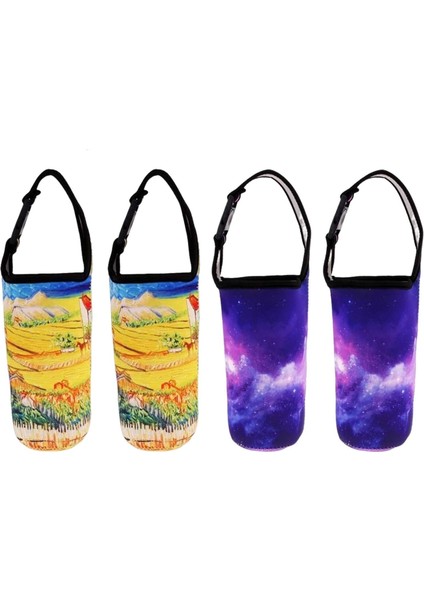 4pcs Tumbler Taşıyıcı Tutucusu Kamp Için Yeniden Kullanılabilir Kupa Tutucu Seyahat Yürüyüş Violet Field (Yurt Dışından)