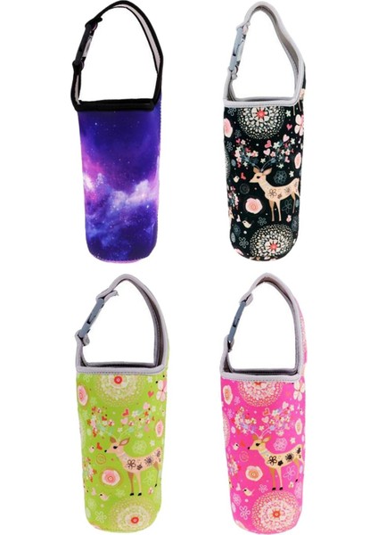 4x Neopren Tumbler Taşıyıcı Tutucu Çanta Kupası Tutucu Açık Bisiklet Yeşil ve Pembe (Yurt Dışından)