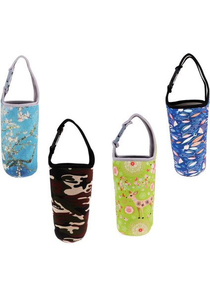 4x Tumbler Taşıyıcı Tutucu Kahve Kupa Kupa Tutucu Açık Seyahat Yürüyüş Balıkları Multi ve Mavi Çiçek (Yurt Dışından)