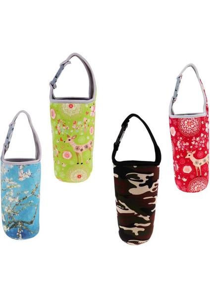 4x Tumbler Taşıyıcı Tutucu Kahve Kupa Kupa Tutucu Açık Seyahat Yürüyüşü Multi ve Kırmızı Mavi Çiçek (Yurt Dışından)