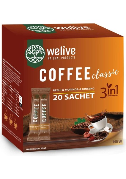 Welıve Kahve 3in1 Reshi & Moringa & Gınseng 20 Adet