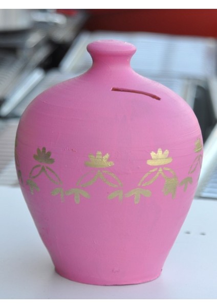 Samesa Toprak Kumbara Testi (Pembe Desenli)