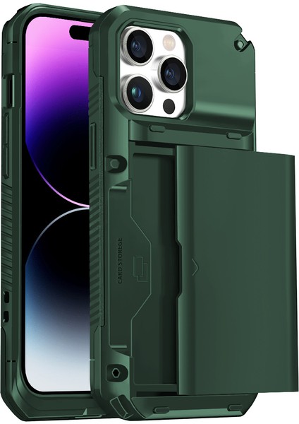 Buff iPhone 14 Pro Max Slide Armor Kılıf Dark Green