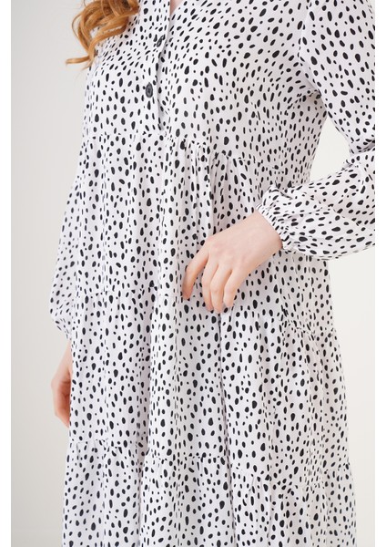 2322 Desenli Elbise - Beyaz fırsatları