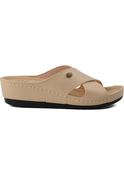 Ayakmod Bento 15.032 Bej Kadın Dolgu Topuk Terlik fiyatları