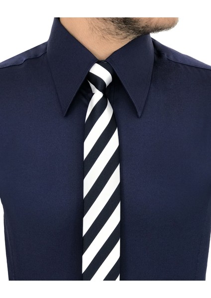 Italyan Stil Slim Fit Sivri Yaka Saten Erkek Gömlek Saks T7208 modelleri