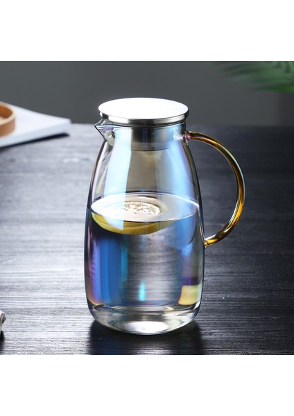 Leger 1800 Ml Lüx Gold Metal Kapaklı Isıya Dayanıklı Borosilikat Cam Sürahi