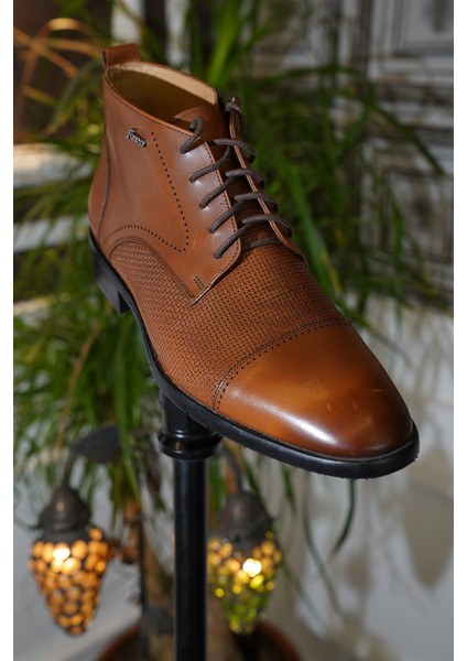 Italyan Stil Iç Dış Naturel Deri Kışlık Erkek Bot Ayakkabı Camel T4033 modelleri