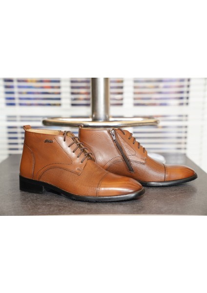 Italyan Stil Iç Dış Naturel Deri Kışlık Erkek Bot Ayakkabı Camel T4033 fırsatları