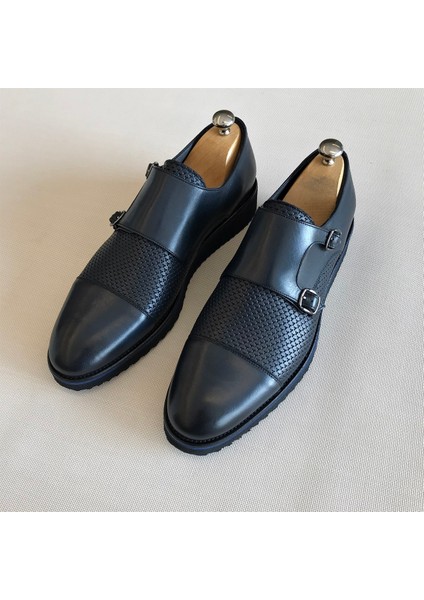 Italyan Stil Iç Dış Naturel Deri Erkek Ayakkabı Lacivert T5654 modelleri