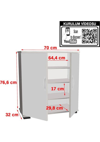 Ayakkabılık 4 Raflı Beyaz ARD112