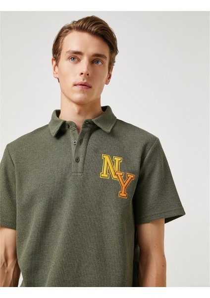 3SAM10011MK 801 Haki Erkek Polyester Jersey Polo Yaka T-Shirt