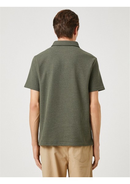 3SAM10011MK 801 Haki Erkek Polyester Jersey Polo Yaka T-Shirt fırsatları