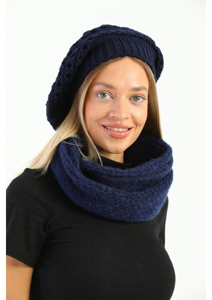 Kadın Triko Bere ve Örgü Boyunluk Set