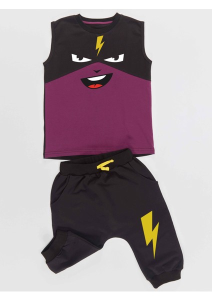 Şimşek Maske Erkek Çocuk T-shirt Kapri Şort akım modelleri