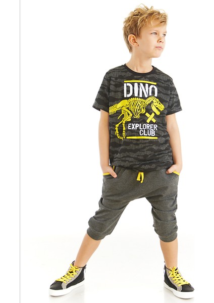 Dino Explorer Erkek Çocuk T-shirt Kapri Şort Takım