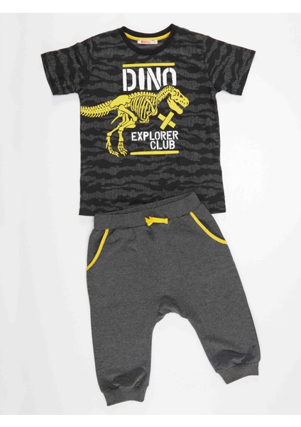 Dino Explorer Erkek Çocuk T-shirt Kapri Şort Takım