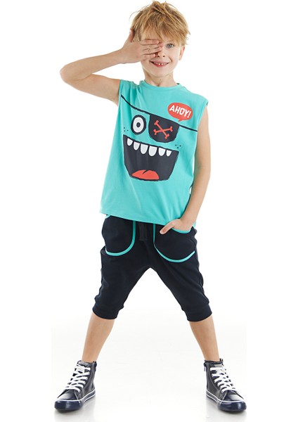 Ahoy Erkek Çocuk T-shirt Kapri Şort Takım