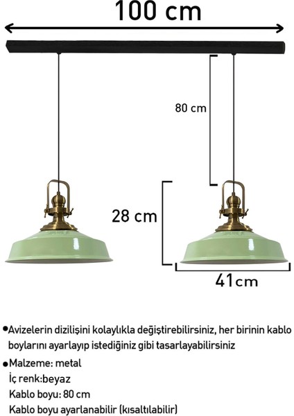 Mint Yeşili Asaletli Ikili Avize Eskitme Başlık Retro Sarkıt Lamba Mutfak Salon Kafe Avizeleri modelleri