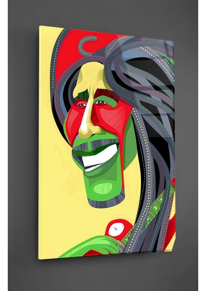 Bob Marley Karikatür Cam Tablo