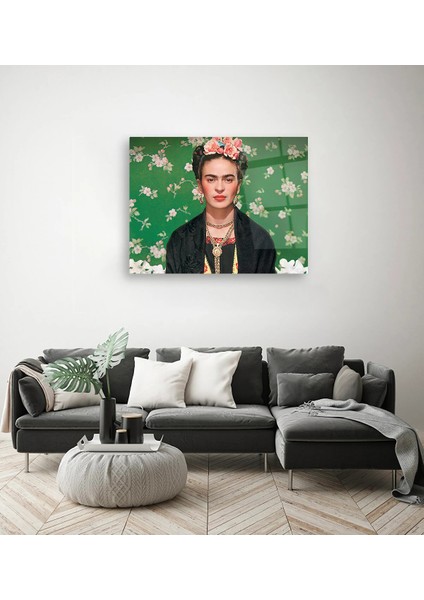 Frida Kahlo ve Çiçekler Cam Tablo fiyatları