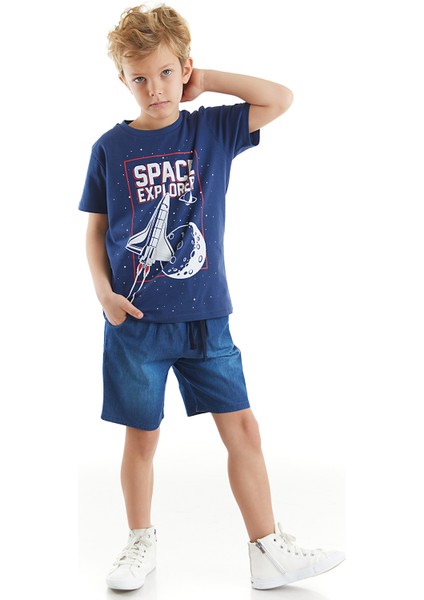 Space Erkek Çocuk T-shirt Denim Şort Takım