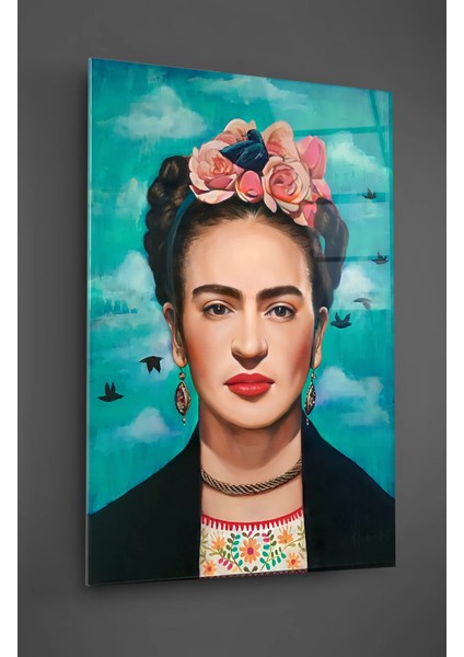 Frida Kahlo ve Kuşlar Cam Tablo