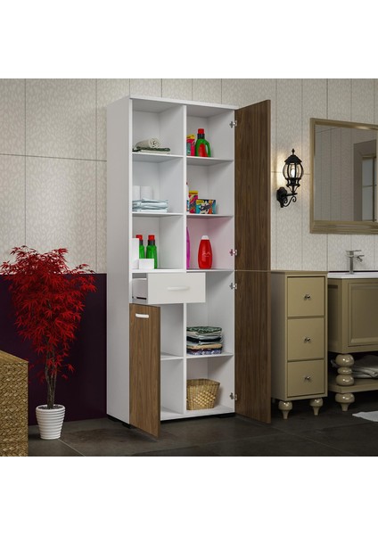 Afra 3kapak 1çekmece Beyaz Ceviz Çok Amaçlı Dolap ARD124