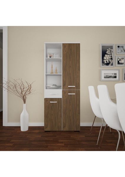 Afra 3kapak 1çekmece Beyaz Ceviz Çok Amaçlı Dolap ARD124