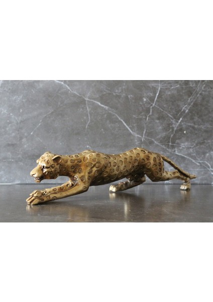 Poly Tasarım Altın Leopar Biblo 45X10CM Gold