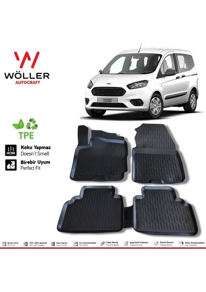 Ford Courier Paspas 2016 2023 Arası 3D Havuzlu Wöller Paspas