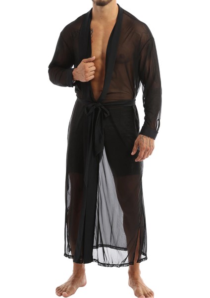 Erkek Siyah Tül Sabahlık Gecelik fiyatları