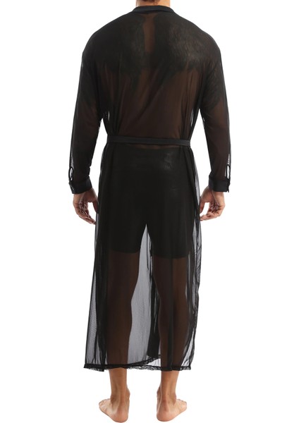 Erkek Siyah Tül Sabahlık Gecelik fırsatları