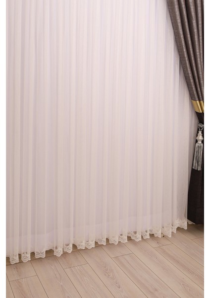 Etek İşlemeli Grek Beyaz Renk 1-2 Seyrek Pileli Tül Perde fiyatları