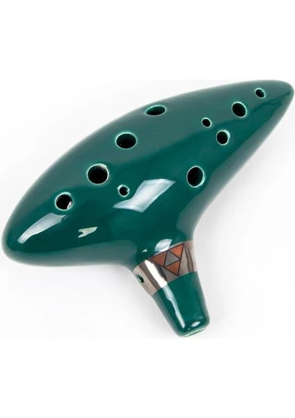 Ocarina 12 Delik Ocarina Seramik Alto C Ocarina Flüt Mavi Ocarina Sualtı Müzik Nefesli Enstrüman Yeşil