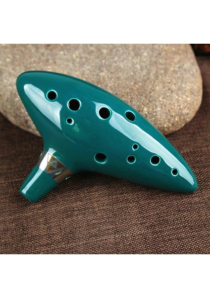 Ocarina 12 Delik Ocarina Seramik Alto C Ocarina Flüt Mavi Ocarina Sualtı Müzik Nefesli Enstrüman Yeşil