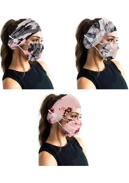 3 Set Kadın Baskılı Düğme Kafa Bandı Açık Hava Etkinlikleri (Yurt Dışından)