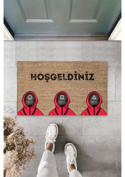 Modern Dijital Baskı - Squid Game Karşılama - Mizah Kapı Önü Paspası 70 x 45 cm