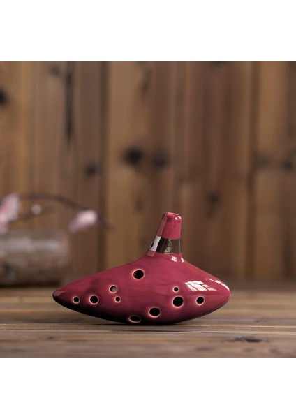 Ocarina 12 Delik Ocarina Seramik Alto C Ocarina Flüt Mavi Ocarina Sualtı Müzik Nefesli Enstrüman Kırmızı