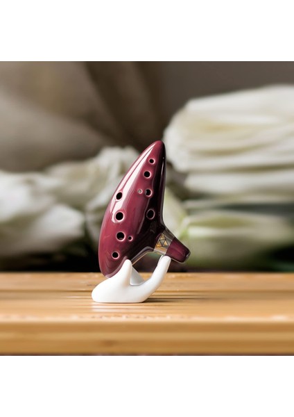 Ocarina 12 Delik Ocarina Seramik Alto C Ocarina Flüt Mavi Ocarina Sualtı Müzik Nefesli Enstrüman Kırmızı