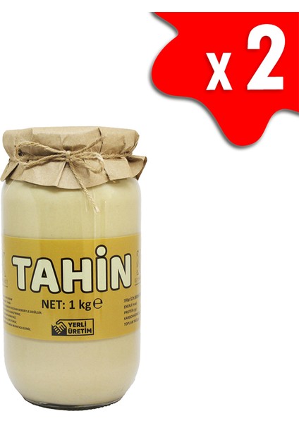 2 Kg Cam Kavanoz Tahin -%100 Doğal - Şekersiz- Katkısız - Veganlara Uygun - İnce Öğütülmüş Susam - Geleneksel Lezzet - Kahvaltı İçin İdeal - Pekmezle Karıştırılabilir - Demir Kaynağı