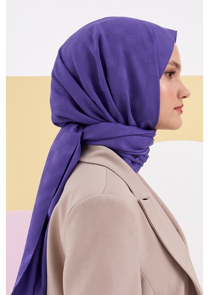 Ipeksi Jakar Lara Şal Dama Desen - Metalik Mor fırsatları