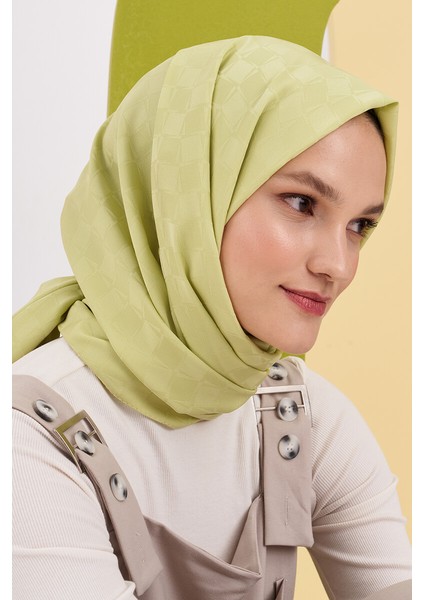 Ipeksi Jakar Lara Şal Dama Desen - Lime