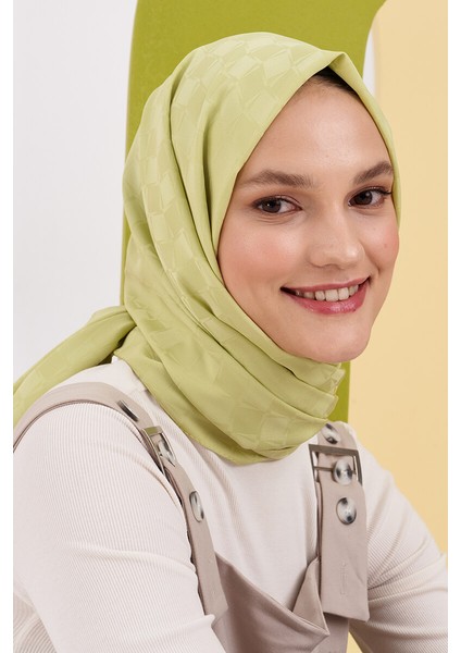 Ipeksi Jakar Lara Şal Dama Desen - Lime