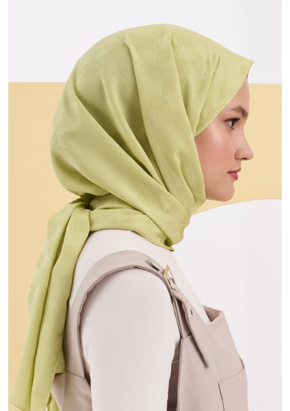 Ipeksi Jakar Lara Şal Dama Desen - Lime