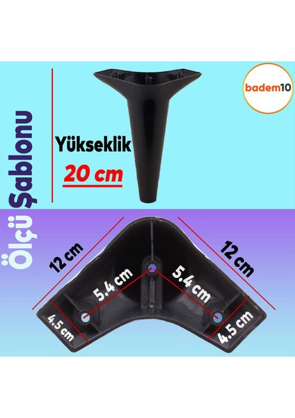 Aspen Lüks Mobilya Kanepe Koltuk Tv Ünitesi Konsol Yükseltici Ayağı Ayakları 20 Cm Siyah Ayak