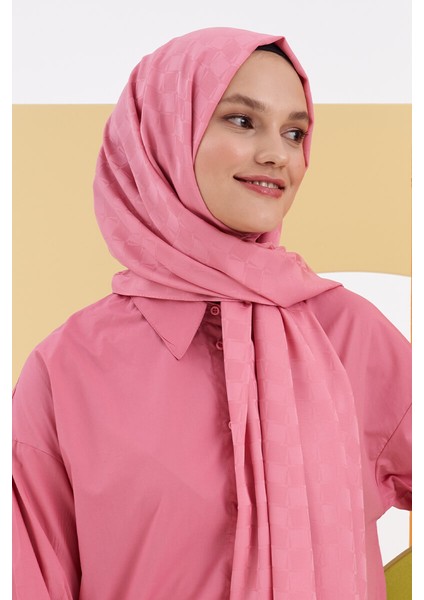 Seda Aydın Ipeksi Jakar Lara Şal Dama Desen - Tatlı Pembe fiyatları