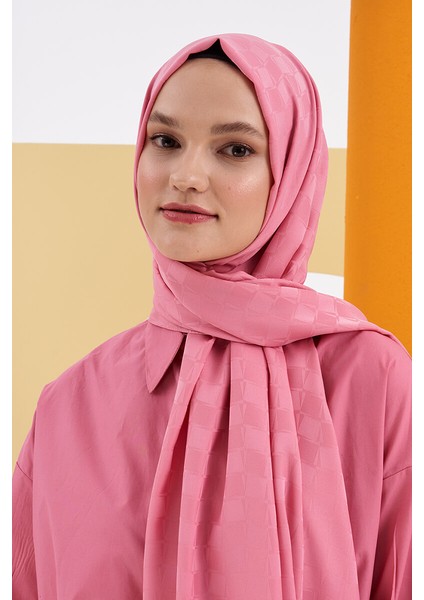 Seda Aydın Ipeksi Jakar Lara Şal Dama Desen - Tatlı Pembe modelleri