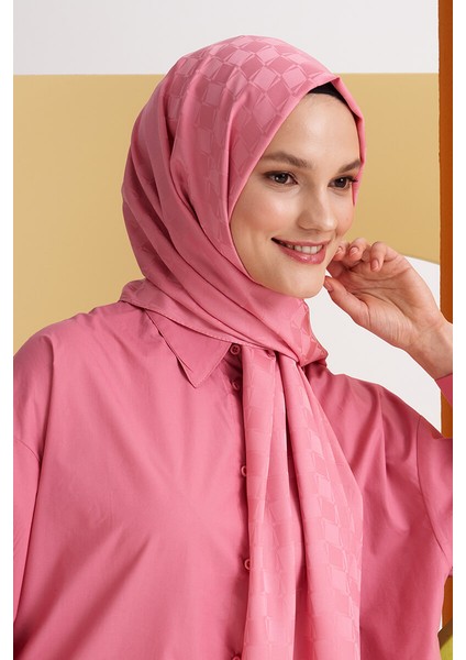 Seda Aydın Ipeksi Jakar Lara Şal Dama Desen - Tatlı Pembe fırsatları